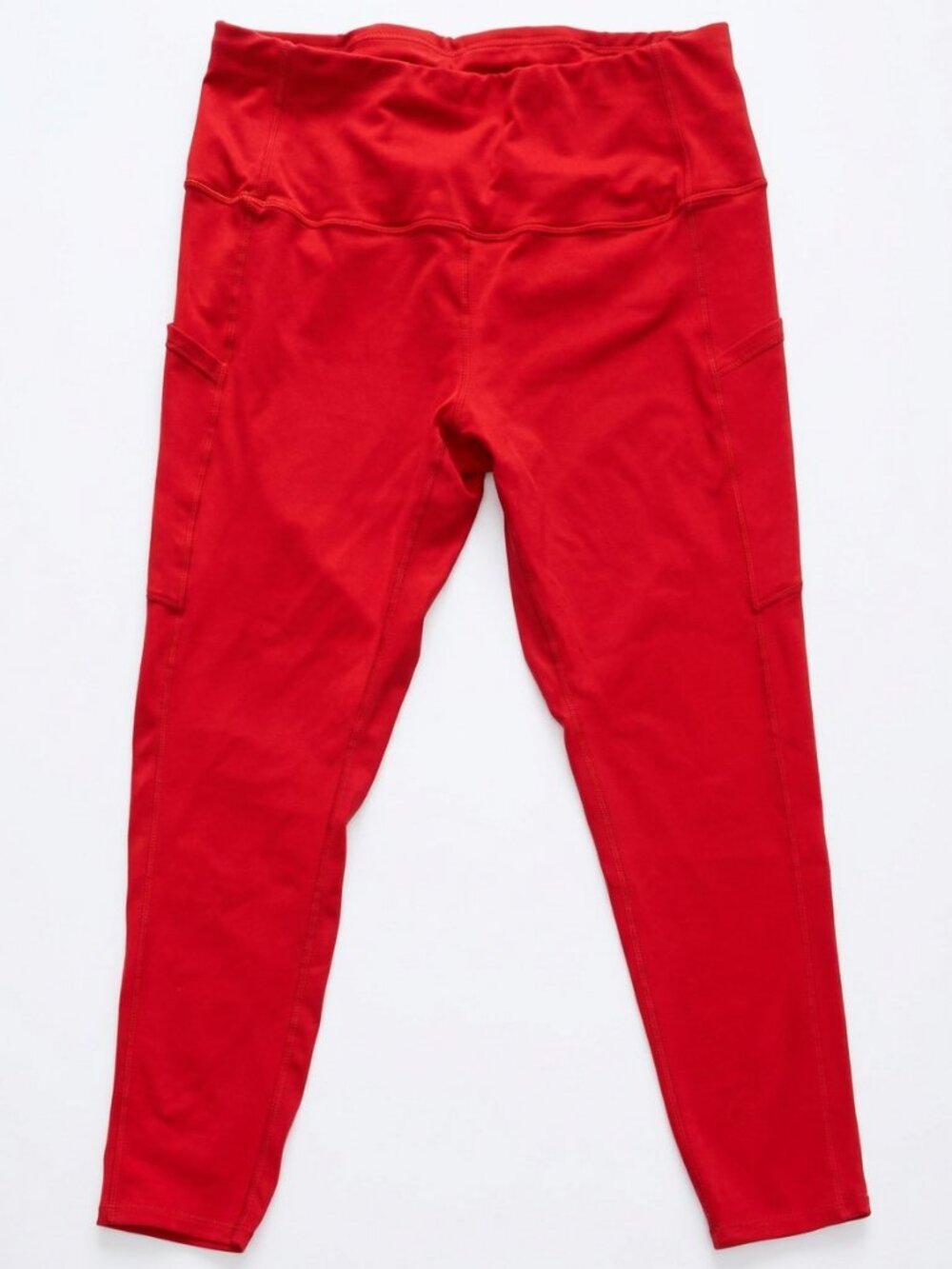 Match Red High-Waisted Athletic Leggings with Side Pockets, size XL